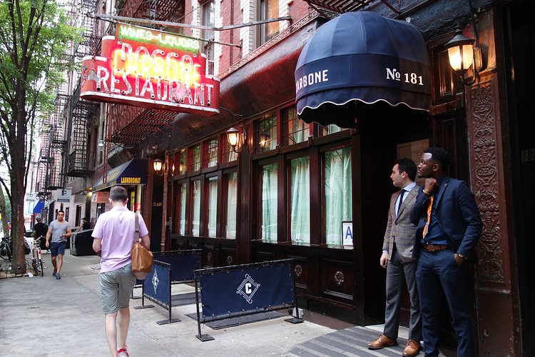 The neon sign for the former Rocco Restaurant, now Carbone, in Greenwich Village