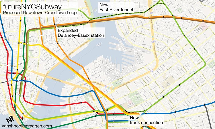 Map of proposed Downtown-Crosstown Loop.