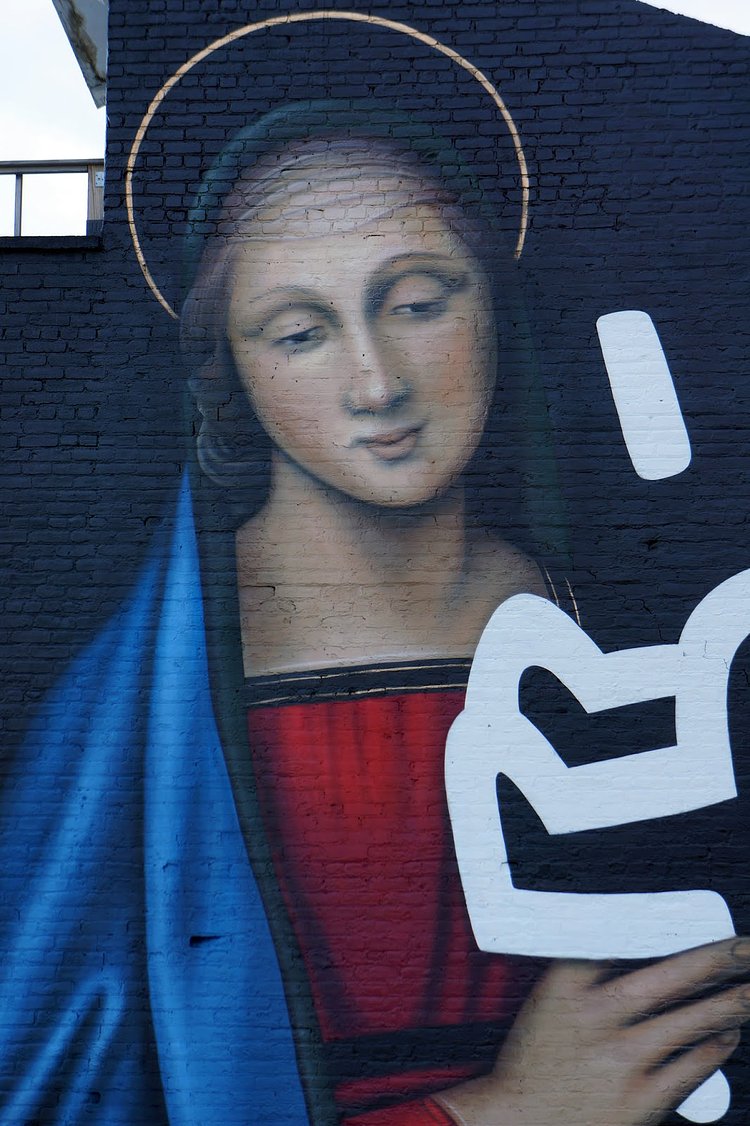 Owen Dippie creates a new mural in Bushwick, New York City