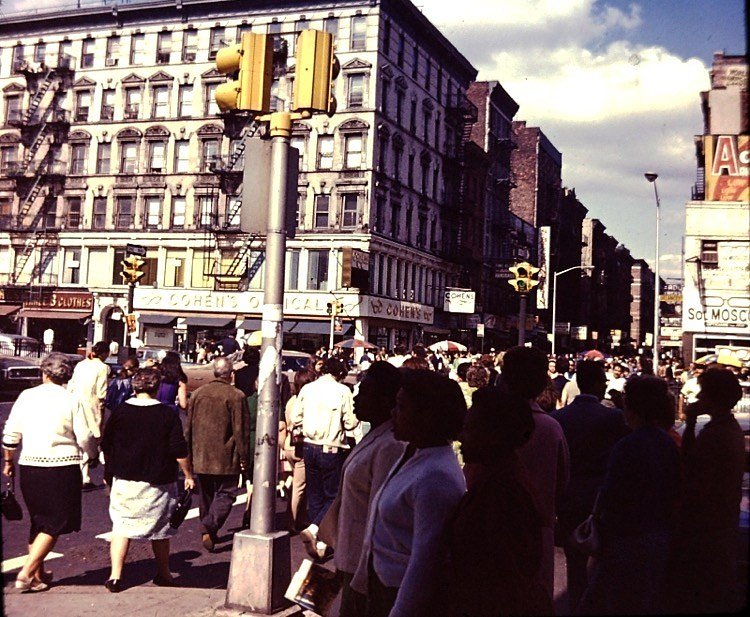 Delancey Street at Orchard Street, 1969.