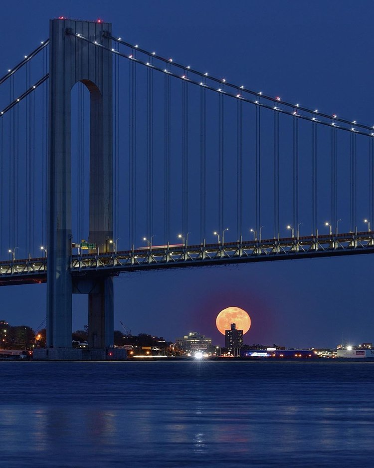Moonrise and the Verrazano-Narrows Bridge, New York