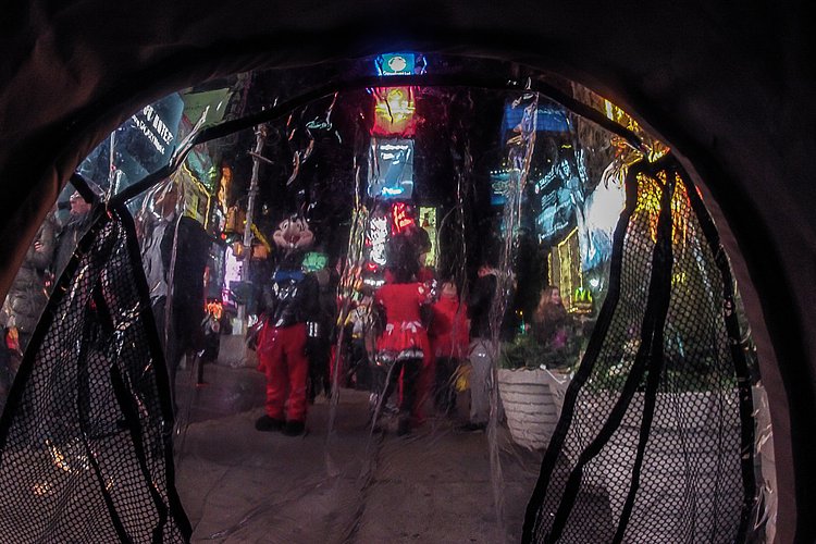 Mickey and Minnie Mouse in Times Square.