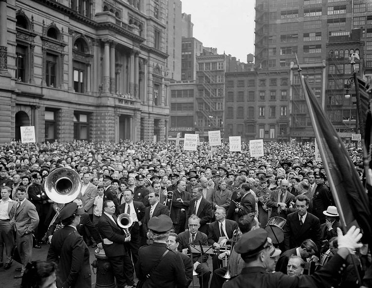 Crowds awaiting news