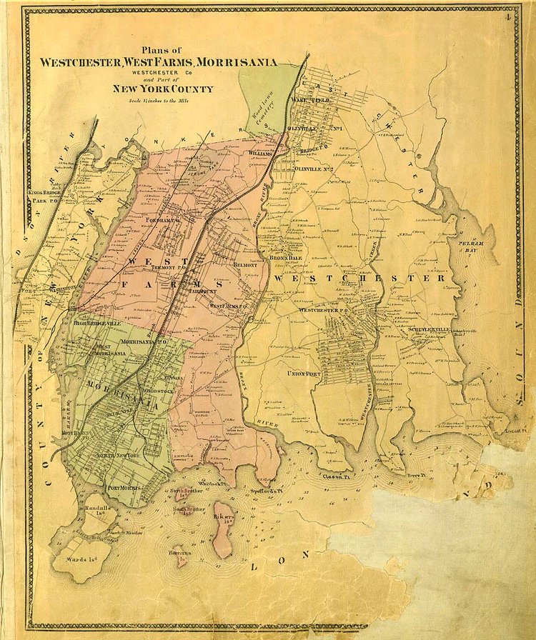 "Westchester, West Farms, and Morrisania" from the Atlas of New York and Vicinity
