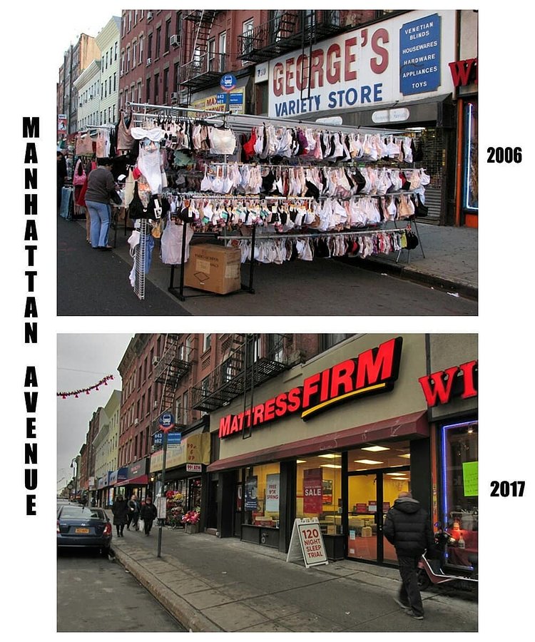 George's Variety Storefront (and some bloomers!) / Mattress Firm. 
George's Variety Store, a fixture on Manhattan Avenue for decades, had everything!  #greenpoint #brooklyn #oldschool #nyc #signage #retro #vintage #signs #storefront #oldstore #oldsignage #beforeandafter #thenandnow #street #shopping #mattress #manhattanave #varietystore #neighborhood #disappearingnewyork #oldnewyork #11222 #718 #potd #gone #bra #underwear #streetfair #greenpointhistory
