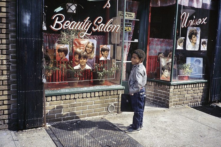 Unisex Beauty Salon, Bushwick, Brooklyn, NY, 1984.