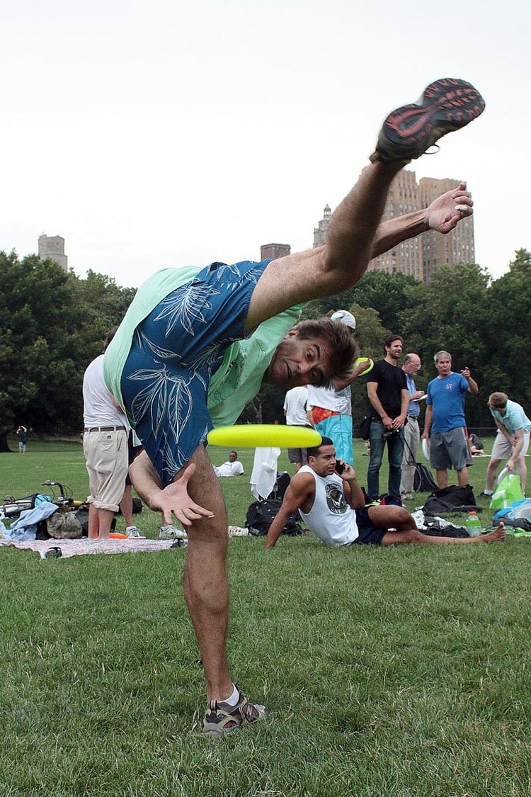 Freestyle Frisbee player Rob Fried jams in Central Park.
