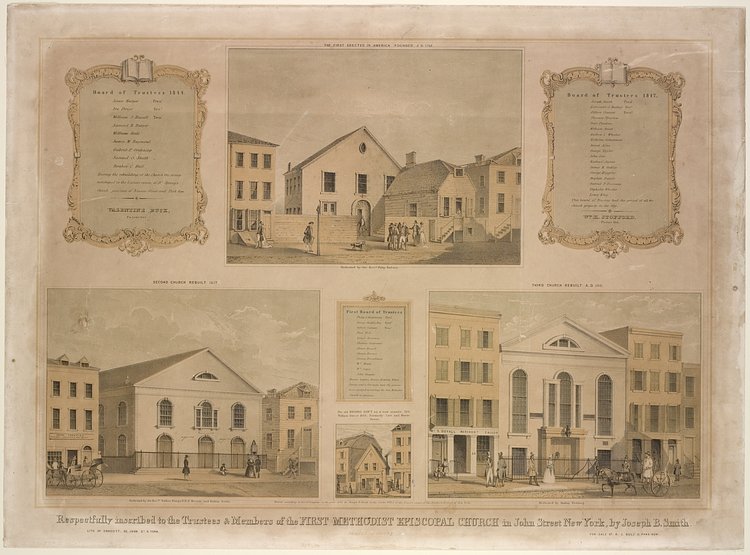 An 1844 lithograph from the John Street Church