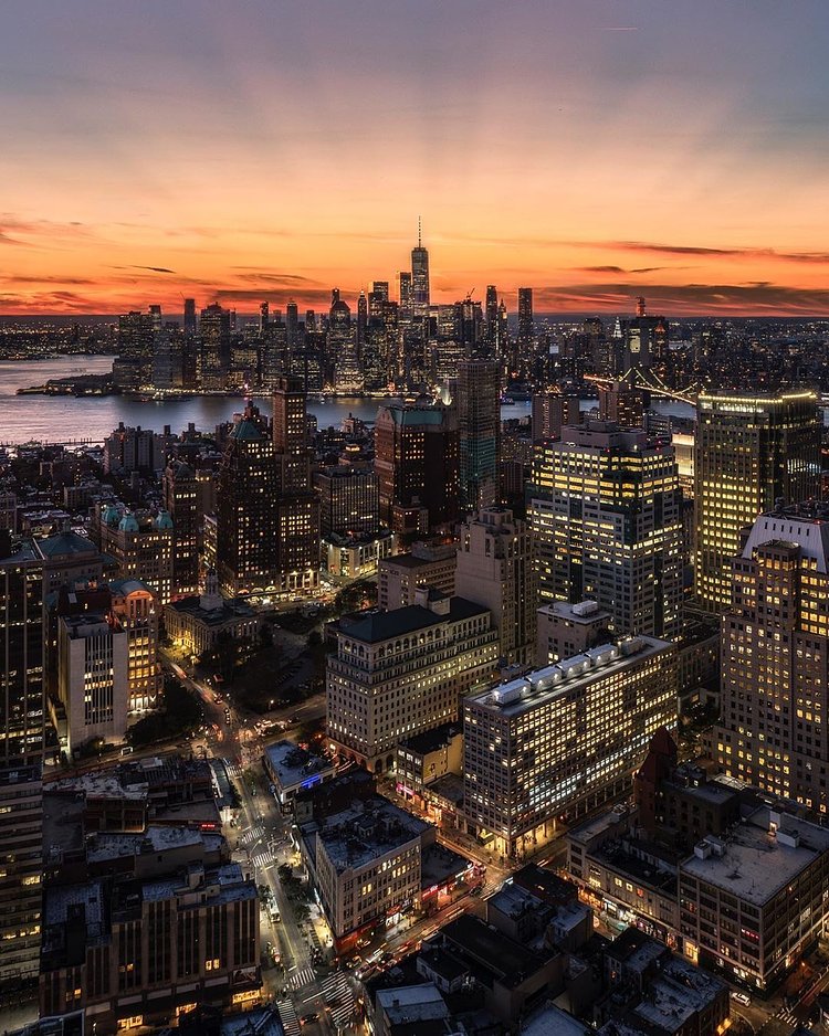 Sunset over New York, New York