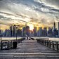 Sunset over East River and Manhattan skyline from Gantry Plaza, LIC, Queens