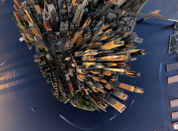 The steel-and-glass towers of Manhattan’s Financial District.
