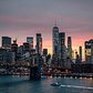 Sunset over Brooklyn Bridge and Lower Manhattan