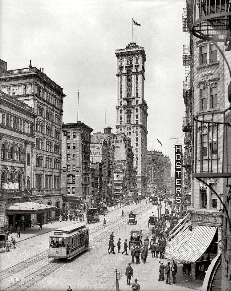 View looking up Broadway from 39th Street to the Times Building, 1903