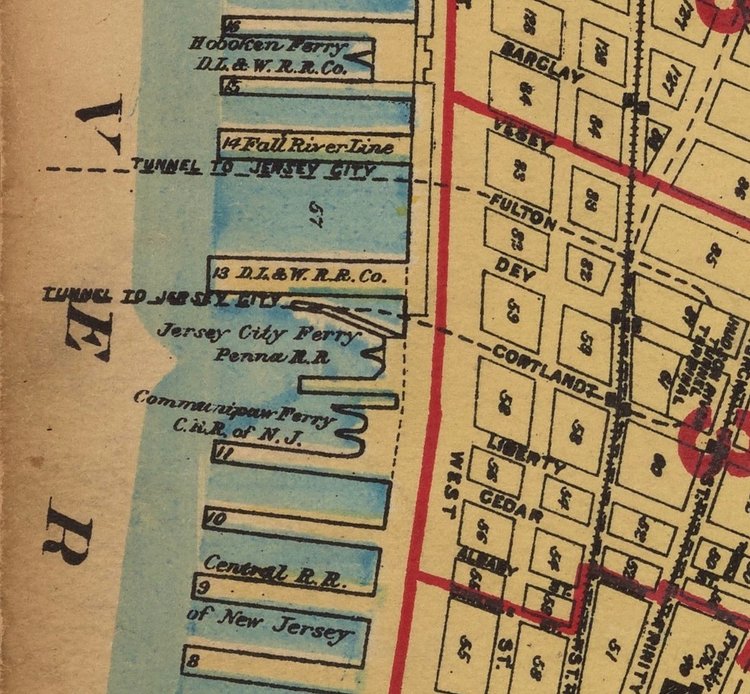 Lower Manhattan North River Ferry slips 1921–23