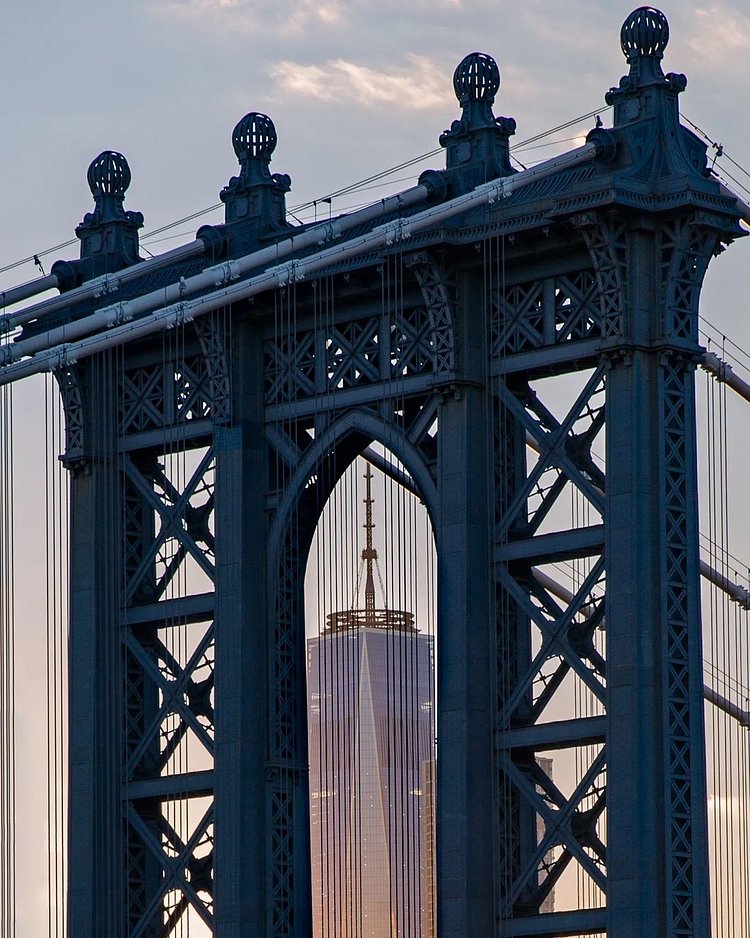 One World Trade Center through the Tower of the Manhattan Bridge, DUMBO, Brooklyn