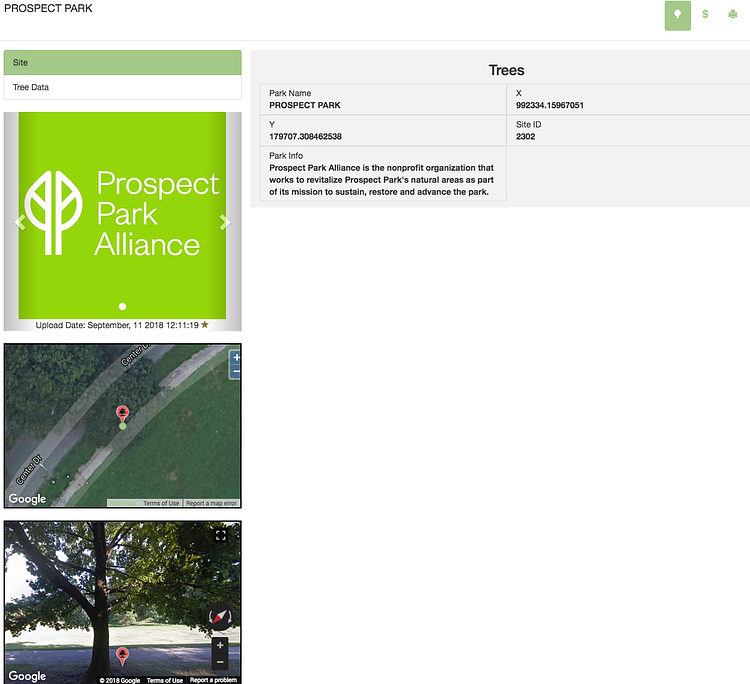 TreeKeeper Interactive Map (screenshot)