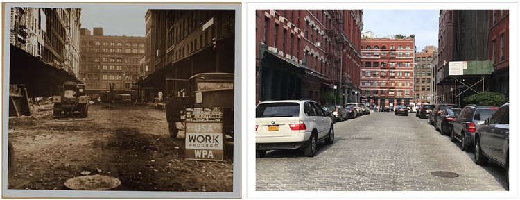 Harrison street, looking east from Greenwich to Hudson streets (W.P.A., 1936). November 9, 1936 // June 29 2017
