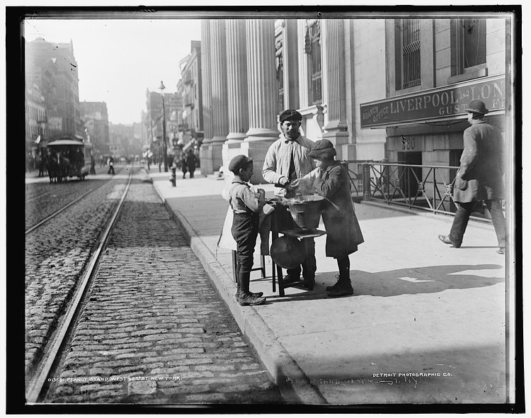 Peanut stand, West 42nd St., New York circa 1900