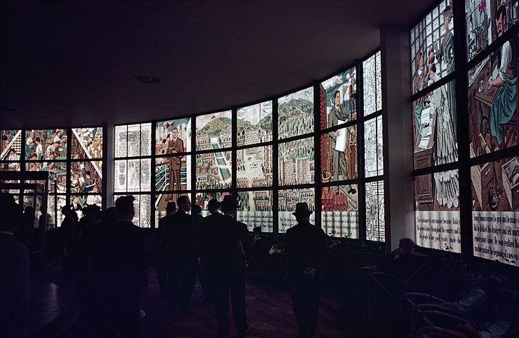 The Tomas Bata exhibit in the Czechoslovakian Pavilion. Bata was a Czech industrialist who founded a large shoe factory.