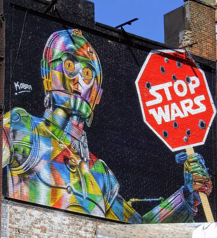 "Stop Wars", Eduardo Kobra, 391 Christopher Street, West Village, New York