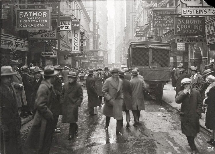 Nassau Street, looking south from Fulton Street, on March 3, 1926, New York City