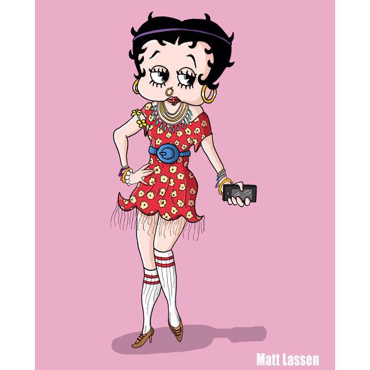 Hipster Betty Boop #cartoon #comics #illustration #art #hipster #bettyboop #hipsters #hipsterfashion #iphone #sketch #drawing #digitalart #tubesocks #piercings #fringe