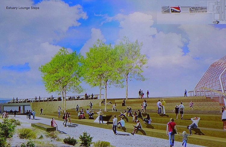 Hudson River Park Pier 26 Estuary Lounge Steps rendering