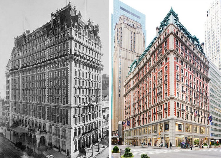 The Knickerbocker in 1912 (L); The Knickerbocker Today (R)