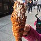 coneCHURRO!® NYC! 1:30pm - midnight, daily.  Lookout for additional MAY FLAVORS!! *Banana Brûlée *Strawberry Shortcake, *Nutella S'mores Galore!!! Pictured: nutty professor.  Photo cred: novayorkavoce
JHERI CURL - sea salt caramel coated inner cone, cinnamon struessel rim with sea salt caramel drizzle.

NUTTY PROFESSOR:  nutella smeared "inner" cone with brown sugar pecan rim, world's tastiest tahitian vanilla bean soft serve with toasted almonds, nutella drizzle and frosted pecan top.

TWINKLE SPRINKLES:  66% Valrhona caribe chocolate ganache coated inner cone with happy dance rainbow sprinkles.

POINDEXTER:  66% Valrhona caribe chocolate ganache coated inner cone with happy dance rainbow sprinkled RIM.

CHOCO-RASPBERRY SUNDAE:  chocolate ganache/raspberry jam filling, chocolate struessel rim, raspberry and chocolate sauce drizzle. 
GREEN ENVY:  red bean inner cone, green tea struessel rim, green tea/vanilla swirl, red bean top. 
204 E. 10th st. @2nd Ave., NYC, BITCHESSSZz.  conechurro.com