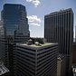 A replica of a British World War I fighter plane sits on the roof of 77 Water Street, a 26-story office tower in Manhattan's Financial District.