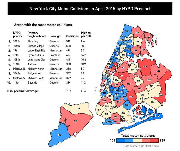 New York City Collisions Motor in April 2015 by NYPD Precinct