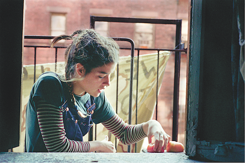 Meggin on Fire Escape, Fifth Street Squat, 1995