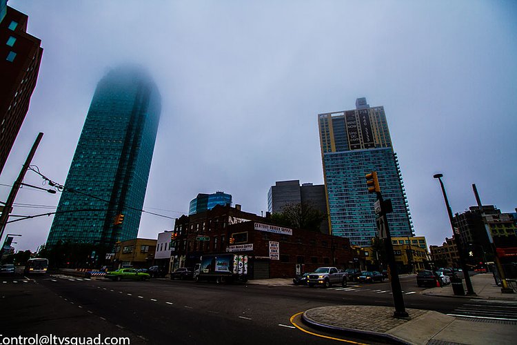 Citibank building in 2015 (on the left), the top gets lost in the clouds on rainy days…
