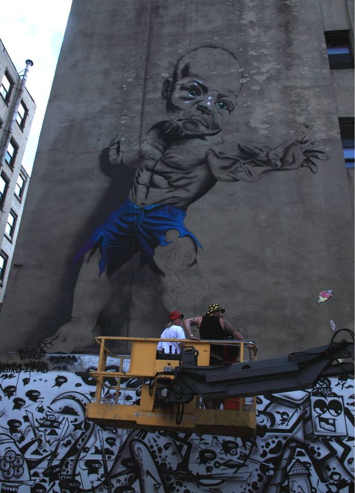 Ron English "Temper Tot", a new piece in Manhattan, New York City