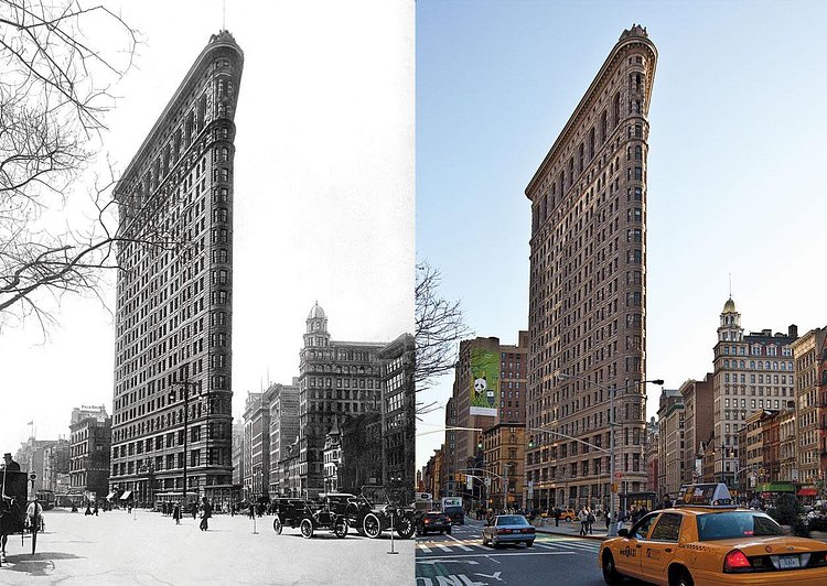 The Flatiron Building, Circa 1917 and 2012. Photos by The New York Times. http://t.co/DTwYqCmn3z