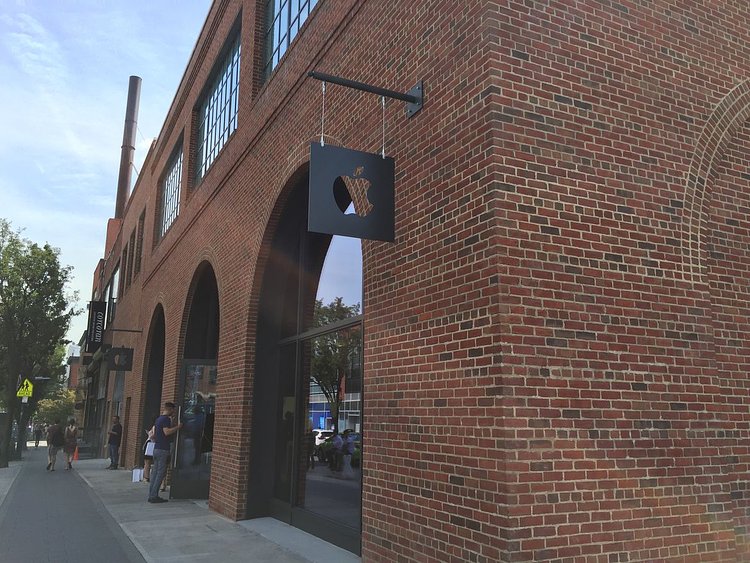 The first Brooklyn Apple Store is located in the neighborhood of Williamsburg.
