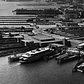 Aerial photo of the Staten Island Ferry terminal. Photo from August 1982.