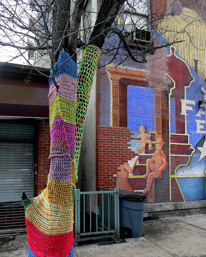 East Harlem resident Naomi RAG has continued to yarn bomb her neighborhood, enhancing it with color, warmth and intrigue.