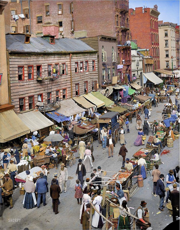 The Jewish Market (Colorized) ca. 1895