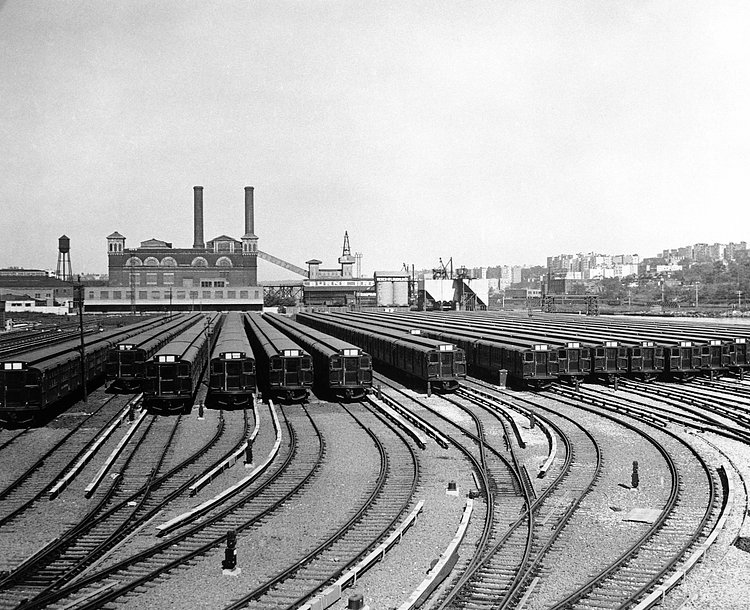 Steel cars for the new 8th Avenue subway in New York, in May 1937.