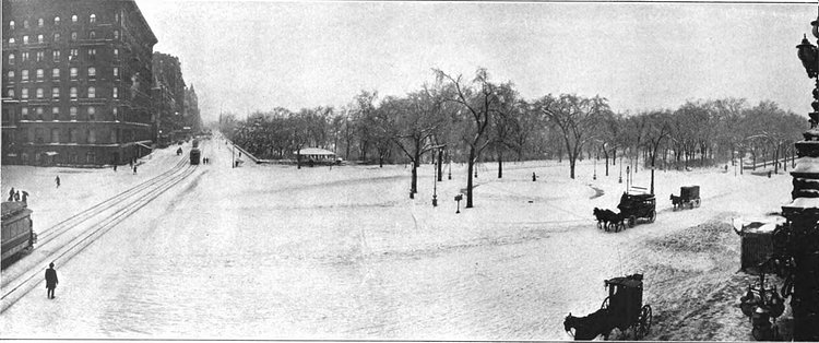 59th Street, Fifth Avenue & Central Park On a Snowy Day – 1903