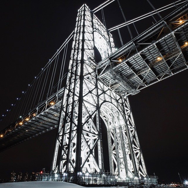 George Washington Bridge Illuminated at Night
