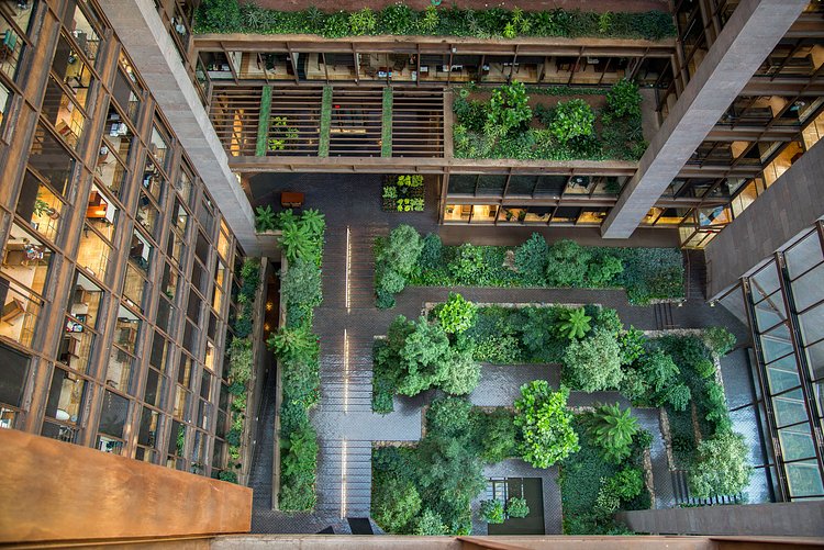 And now for something completely different. The Ford Foundation Building, built in 1967 on Manhattan's East 42nd Street, proves that modern office buildings need not be austere. All you need is a 170-foot-tall indoor garden and presto, you’ve got a lush, luxurious interior. The only hiccup: Many of the original tropical plants perished over time and were replaced by subtropical flora.