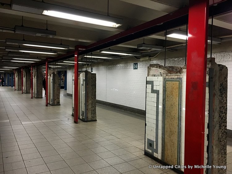 The pieces showcased come from a renovation of the Union Square station and range from large standalone wall pieces to infrastructural portions of the station – pipes, signage, and the like.
