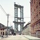 Manhattan bridge under construction in 1908, as seen from Washington St. and Water St. in Dumbo, Brooklyn.