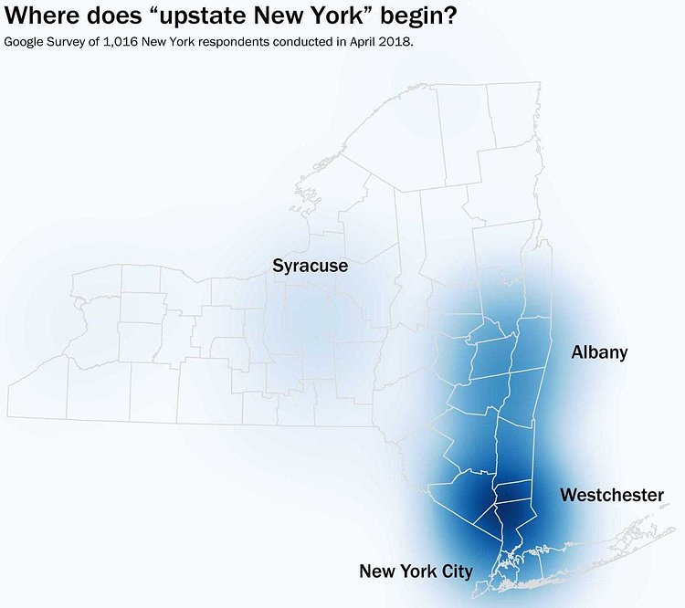 Where New Yorkers think "upstate" is