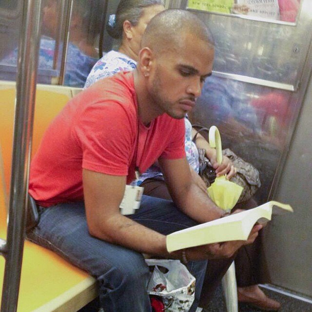 Received a pic of this bald, brooding beauty and immediately fell in love with that chiseled face. Not sure what he's reading or what those credentials are for, but I want an all access pass. #skiptheline
#hotdudesreading #HDRfangram
