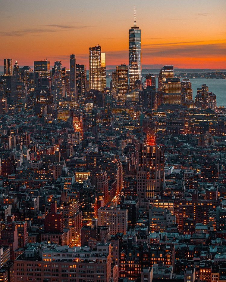 Sunset over Lower Manhattan from Hudson Yards