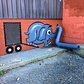 ELEPHANT 🥜🐘#uncaged #ontherun 127 #rodney #french #blvd #newbedford #massachusetts #streetart #tombobnyc #elephant #🐘#stencil #drainpipe #elephanttrunk #airvent #cage #nbma #peanuts #🥜#freedom #tombob