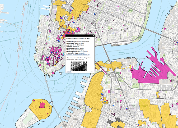 Discover NYC Landmarks Interactive Map (screenshot)